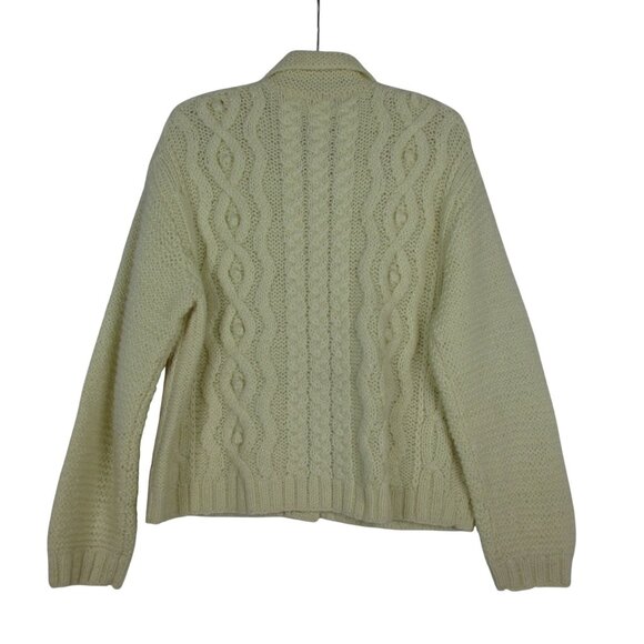 Liz Claiborne Cardigan Sweater Size L Vintage Hand Knit Wood Buttons Cable Knit - Picture 5 of 7